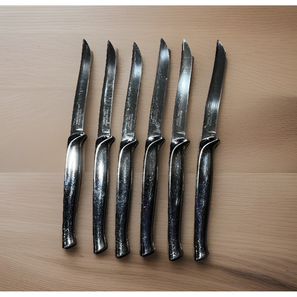 Carvel Hall Stainless Steel US 9" Plain Edge Steak Knives, Set‎ Of 6